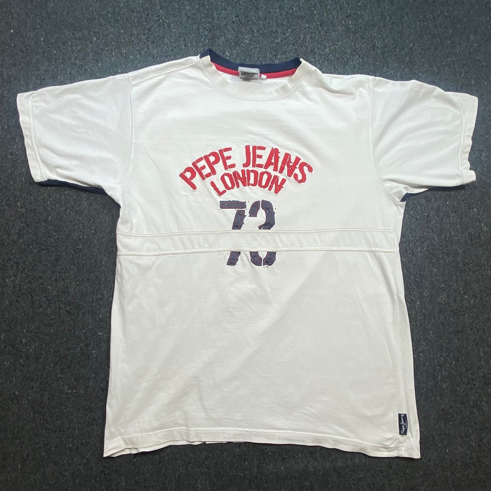 Pepe Jeans T Shirt 2XL Mens White Vintage Streetwear London 73 Graphic Tee